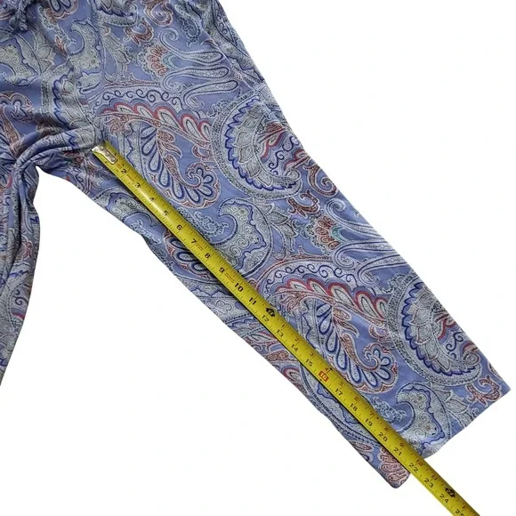 Lauren Ralph Lauren Women's small Blue Paisley Pajama Set Button Top Capri Pant - Picture 8 of 11